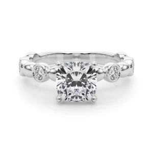 Esther Lab-Created Diamond Cushion cut 4 Prong  Halo Engagement Ring