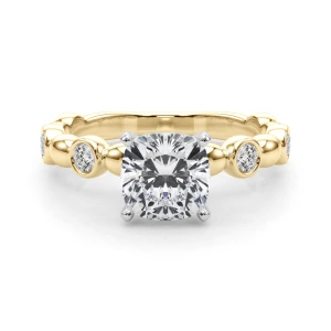 Esther Lab-Created Diamond Yellow Gold 4 Prong Halo Engagement Ring