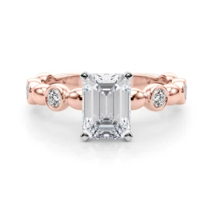 Esther Lab-Created Diamond Rose Gold 4 Prong Halo Engagement Ring
