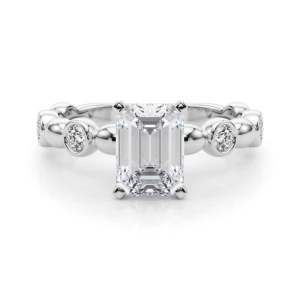 Esther Lab-Created Diamond Emerald cut 4 Prong  Halo Engagement Ring