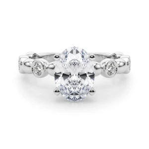 Esther Lab-Created Diamond Silver 4 Prong Halo Engagement Ring