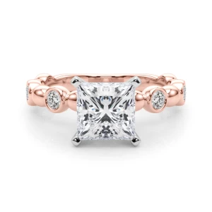 Esther Lab Grown Diamond Rose Gold 4 Prong Side Stone Engagement Ring
