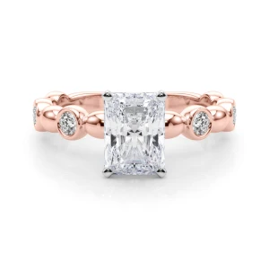 Esther Lab-Created Diamond Rose Gold 4 Prong Halo Engagement Ring
