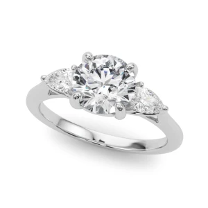 Yessenia Natural Diamond Round cut 4 Prong Set  Trilogy Engagement Ring