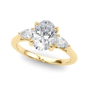 Yajaira Lab-Created Diamond Yellow Gold 4 Prong Set Trilogy Engagement Ring
