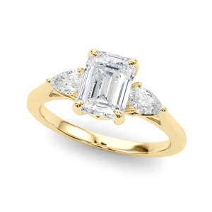 Yamila Lab-Created Diamond Yellow Gold 4 Prong Set Trilogy Engagement Ring