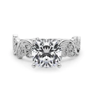 Zeonna Lab Grown Diamond White Gold 4 Prong Side Stone Engagement Ring