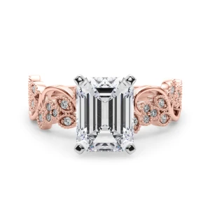 Zeonna Lab Grown Diamond Rose Gold 4 Prong Side Stone Engagement Ring