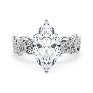 Zeonna Lab Grown Diamond Platinum 6 Prong Side Stone Engagement Ring