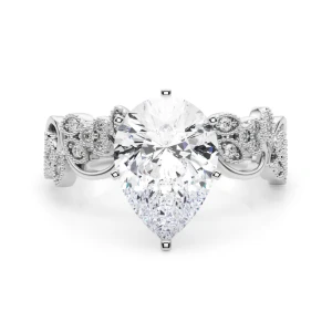 Zeonna Lab Grown Diamond 6 Prong Side Stone Engagement Ring