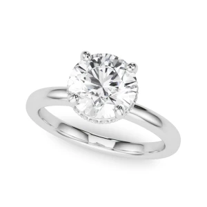Yovela Natural Diamond Silver 4 Prong Set Halo Engagement Ring