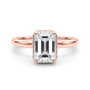 Rosatta Lab-Created Diamond Rose Gold 4 Prong Halo Engagement Ring