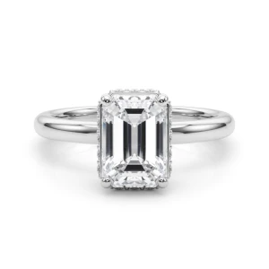 Rosatta Lab-Created Diamond Platinum 4 Prong Halo Engagement Ring