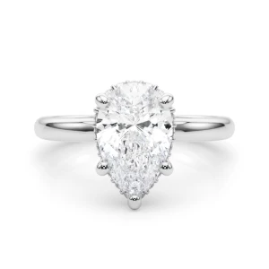 Victorious Lab-Created Diamond Silver 5 Prong Halo Engagement Ring
