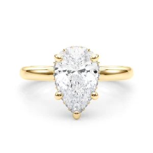 Victorious Lab-Created Diamond Yellow Gold 5 Prong Halo Engagement Ring