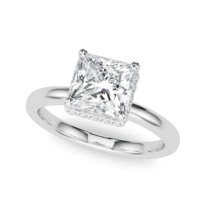 Yania Natural Diamond Silver 4 Prong Set Halo Engagement Ring