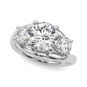 Victoriana Lab-Created Diamond Round cut 4 Prong Set  Trilogy Engagement Ring