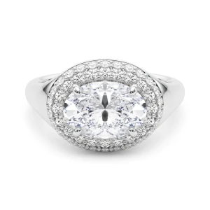 Adlin Lab-Created Diamond Silver 4 Prong Halo Engagement Ring
