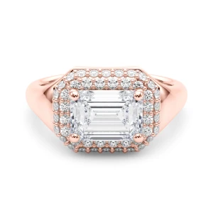Gracious Lab-Created Diamond Rose Gold 4 Prong Halo Engagement Ring