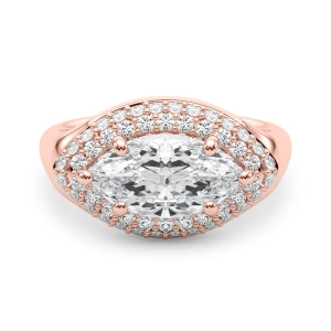 Gladyness Lab Grown Diamond Rose Gold 6 Prong Halo Engagement Ring