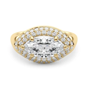 Gladyness Lab-Created Diamond Yellow Gold 6 Prong Halo Engagement Ring