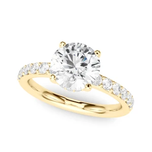 Yennifer Natural Diamond Yellow Gold 4 Prong Set Halo Engagement Ring