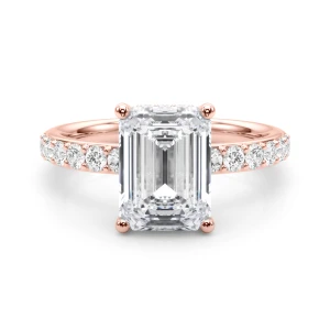 Zerofia Lab-Created Diamond Rose Gold 4 Prong Halo Engagement Ring