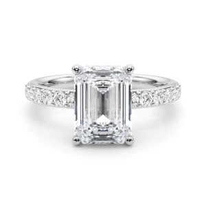 Zerofia Lab-Created Diamond Platinum 4 Prong Halo Engagement Ring