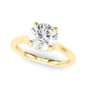 Yashira Natural Diamond Yellow Gold 4 Prong Set Halo Engagement Ring