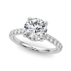 Yaren Natural Diamond Silver 4 Prong Set Halo Engagement Ring