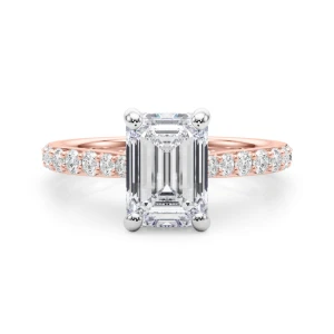 Rexlin Lab-Created Diamond Rose Gold 4 Prong Halo Engagement Ring