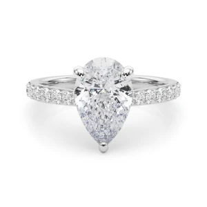 Leena Lab-Created Diamond Silver 3 Prong Halo Engagement Ring