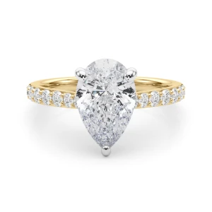 Leena Lab-Created Diamond Yellow Gold 3 Prong Halo Engagement Ring
