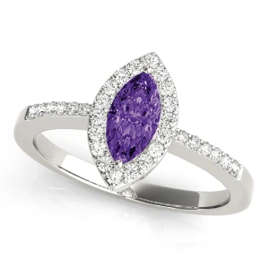 Nemisa Amethyst White Gold Gemstone Diamond Ring