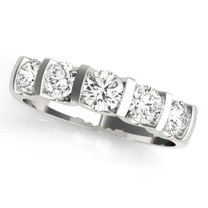 Lab-Created Round cut Bar-Set  5 Stone Diamond Ring