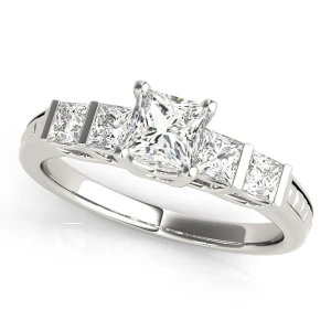 Allora Lab-Created Princess cut Bar And Prong Set Side Stone Diamond Ring