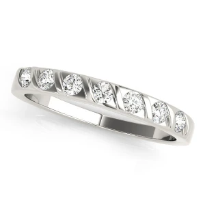 Lab-Created White Gold Bar-Set 7 Stone Diamond Ring