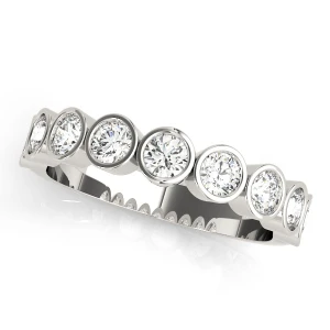 Lab-Created Round cut Bezel-Set  Half Eternity Diamond Ring