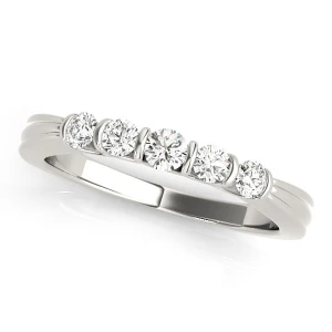 Lab-Created Round cut Bar-Set  5 Stone Diamond Ring