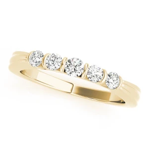 Lab-Created Yellow Gold Bar-Set 5 Stone Diamond Ring