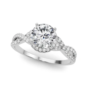 Nyari Lab-Created Platinum 4 Prong Side Stone Diamond Ring