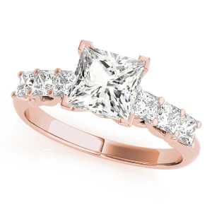 Dulsy Lab Grown Diamond Rose Gold 4 Prong Side Stone Engagement Ring