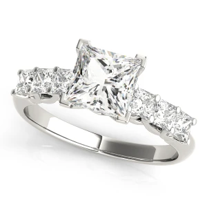Dulsy Lab-Created Diamond White Gold 4 Prong Side Stone Engagement Ring