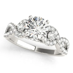 Joanie Lab-Created Round cut 4 Prong  Side Stone Diamond Ring