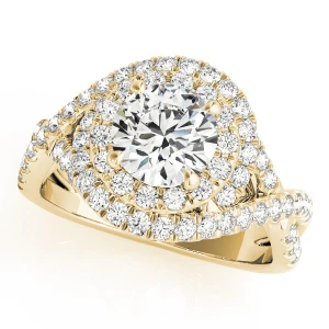 Khali Natural Yellow Gold Halo Diamond Ring