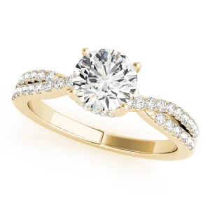 Kameron Lab-Created Yellow Gold 4 Prong Side Stone Diamond Ring