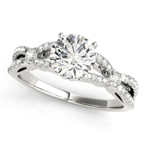 Boudica Lab-Created Round cut 4 Prong  Side Stone Diamond Ring
