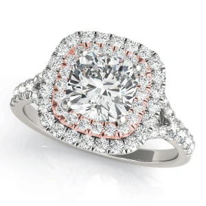  Abbatissa Natural Diamond Rose Gold Halo Engagement Ring