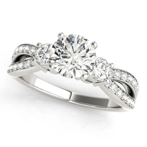 Karson Lab-Created Round cut 4 Prong  Side Stone Diamond Ring