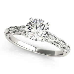 Lenny Lab-Created Round cut 4 Prong  Side Stone Diamond Ring